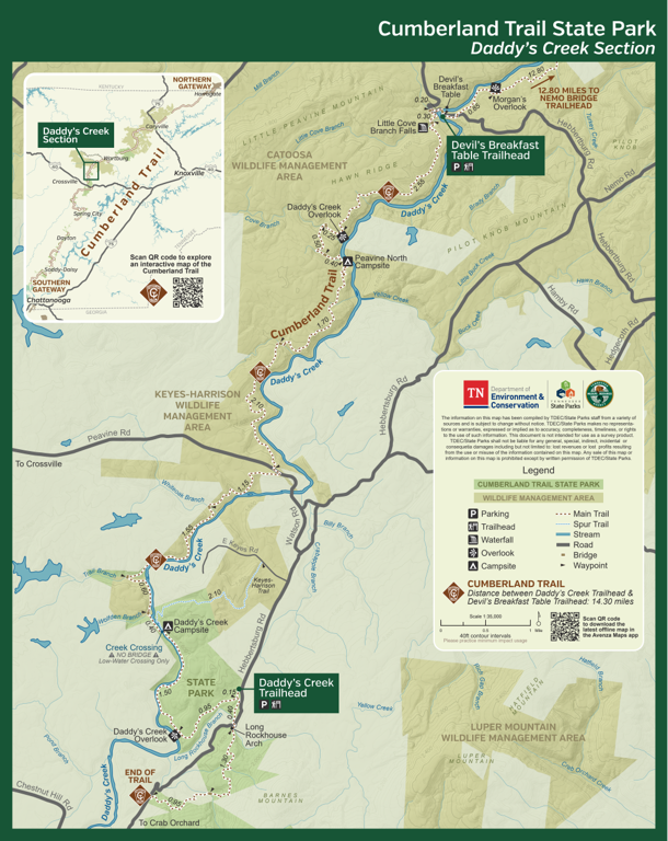 The Cumberland Trail - Daddy's Creek Map by Tennessee State Parks ...