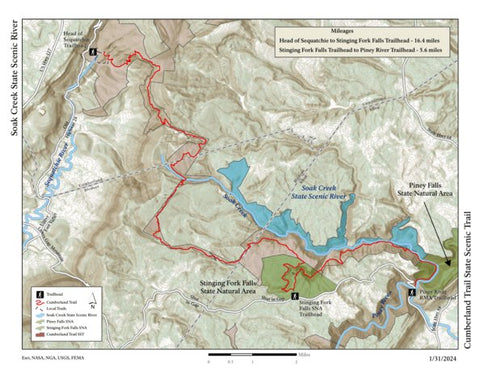 Tennessee State Parks The Cumberland Trail - Soak Creek State Scenic River digital map