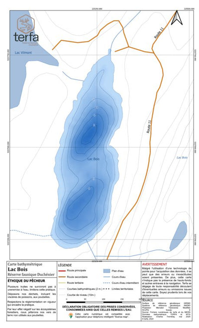 TERFA Bois (lac) - Bathymétrie digital map