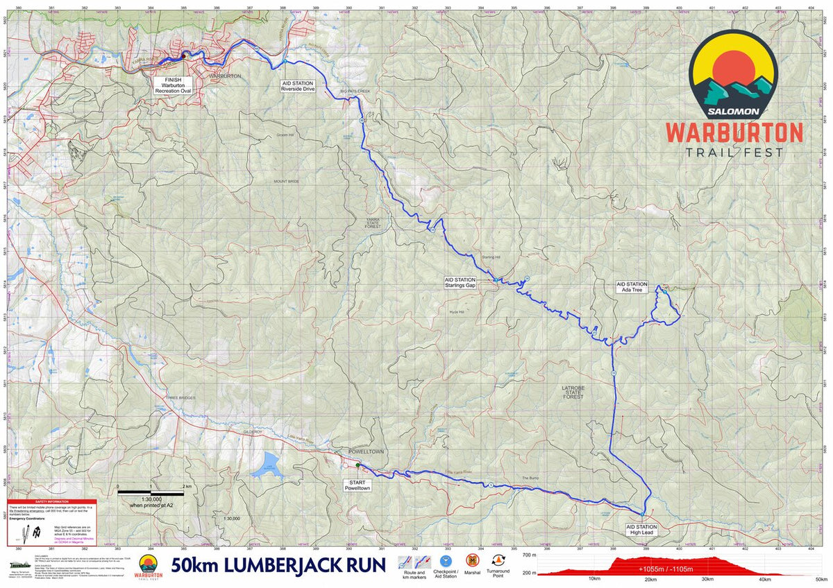 Warburton Trail Fest - Lumberjack 50k Map by Terrainium Pty Ltd ...