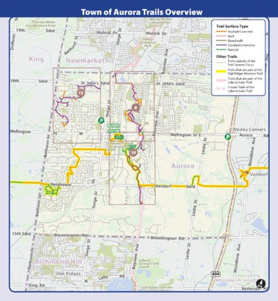 The Regional Municipality of York Aurora Trails Overview Map digital map