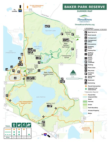 Baker Park Reserve Summer Map by Three Rivers Park District | Avenza Maps