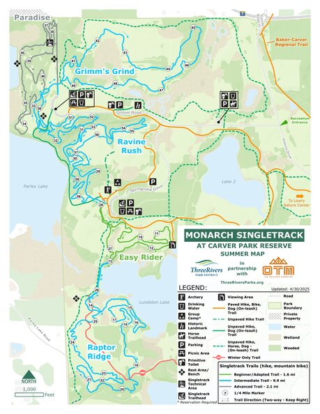 Carver Park Reserve Singletrack Trail Summer Map by Three Rivers Park ...