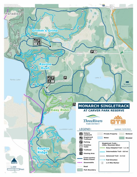 Carver Park Reserve Singletrack Trail Winter Map by Three Rivers Park ...