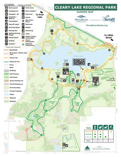 Three Rivers Park District Cleary Lake Regional Park Summer digital map