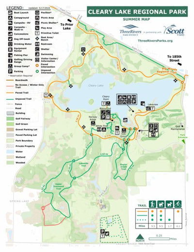 Three Rivers Park District Cleary Lake Regional Park Summer digital map