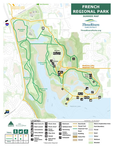 Three Rivers Park District French Regional Park Summer digital map