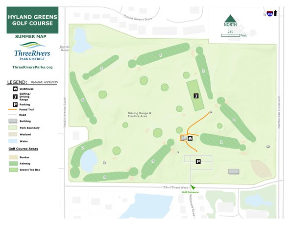 Hyland Greens Golf Summer Map by Three Rivers Park District | Avenza Maps