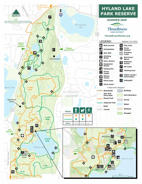 Hyland Lake Park Reserve Summer Map by Three Rivers Park District ...