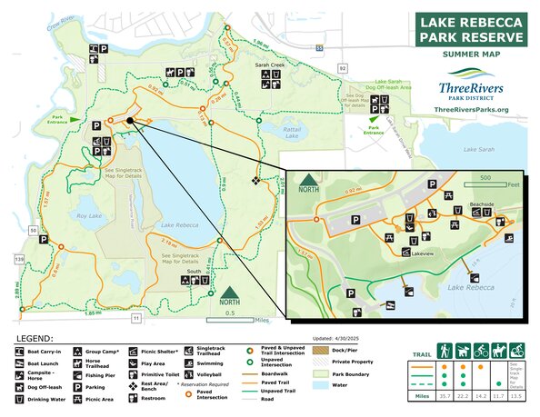 3 Rivers Logging Maps Lake Rebecca Park Reserve Summer Map by Three Rivers Park District ...