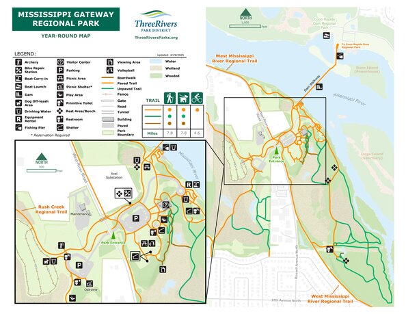 Three Rivers Ms Mississippi Gateway Regional Park Summer Map by Three Rivers Park ...