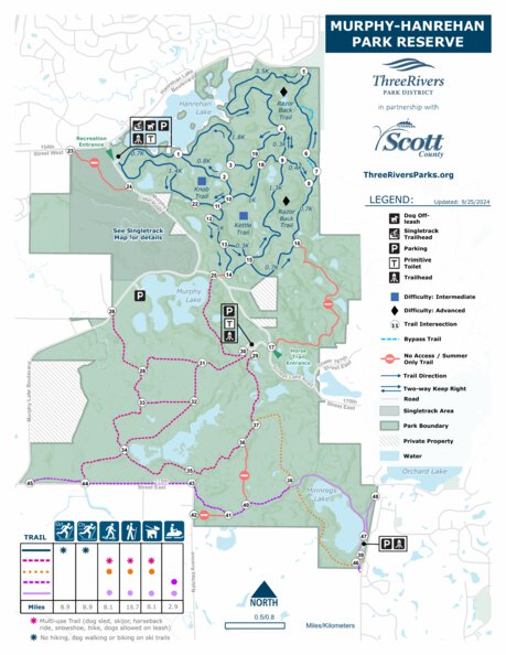 Murphy-Hanrehan Park Reserve Winter Map by Three Rivers Park District ...