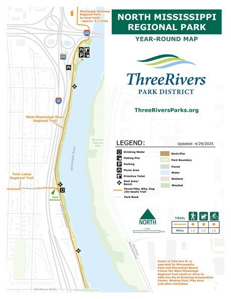 Three Rivers Ms North Mississippi Regional Park Map by Three Rivers Park District ...