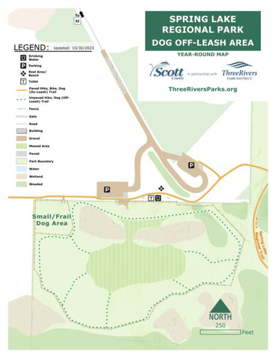 Three Rivers Park District Spring Lake Regional Park Dog Off Leash Area digital map