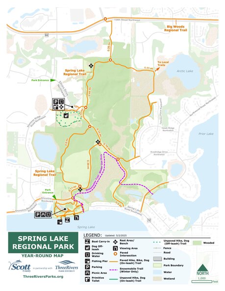 Spring Lake Regional Park Map by Three Rivers Park District | Avenza Maps