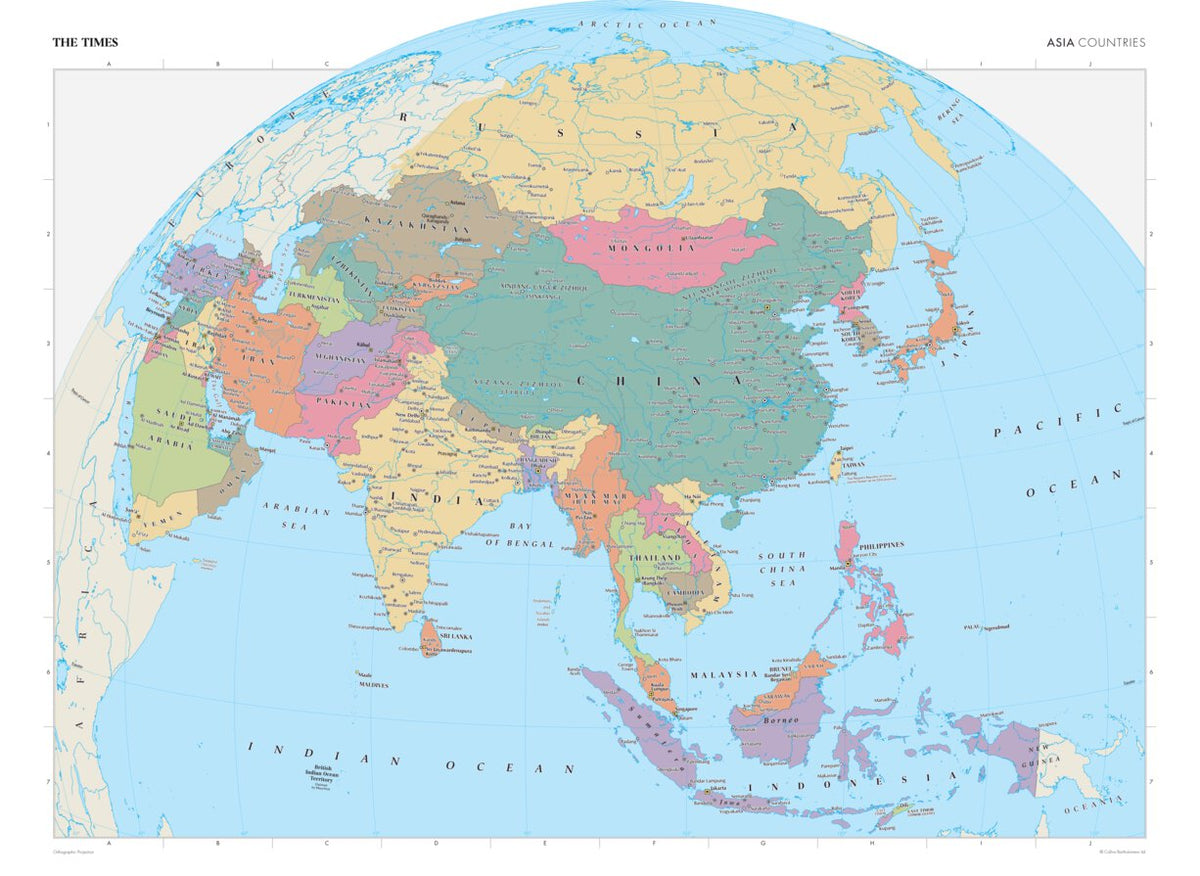 Total Asia Map The Times Map of Asia (Political Features) by Times Maps | Avenza Maps