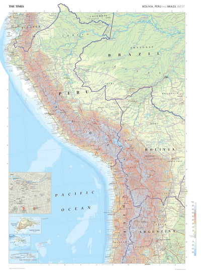 Times Maps The Times Map of Bolivia, Peru, and Brazil (West) digital map