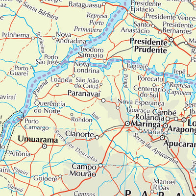 Times Maps The Times Map of Brazil (Central) and Paraguay digital map