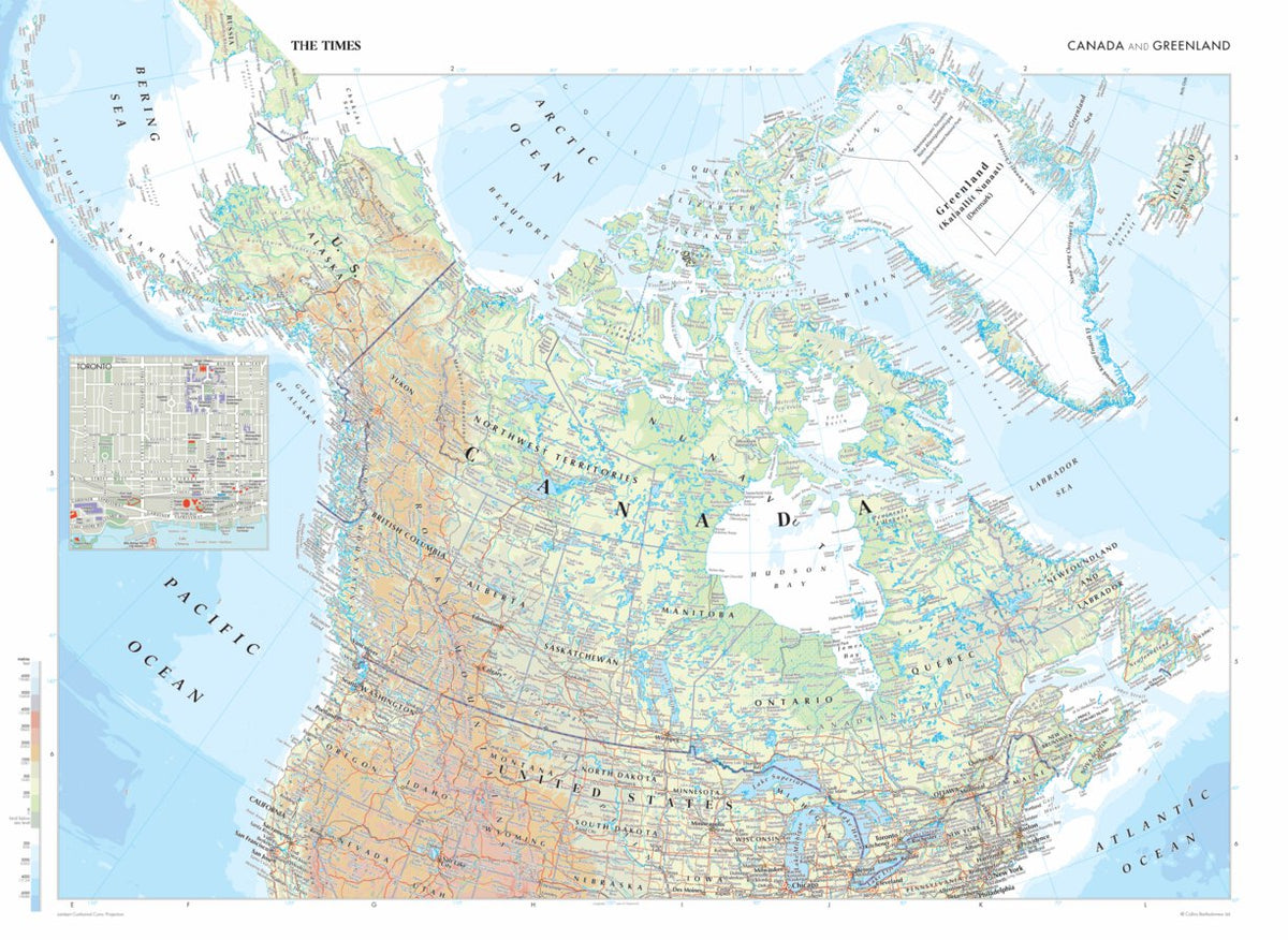 The Times Map of Canada and Greenland by Times Maps | Avenza Maps