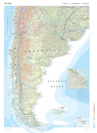 Times Maps The Times Map of Chile (South), Argentina and Uruguay digital map