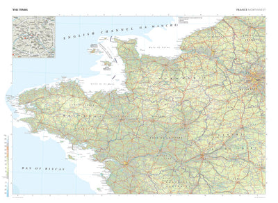 Times Maps The Times Map of France (Northwest) digital map