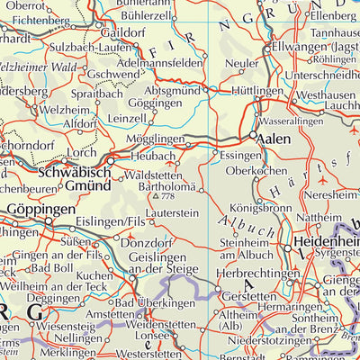 Times Maps The Times Map of Germany (South) digital map