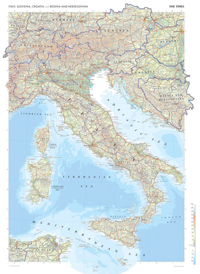 Times Maps The Times Map of Italy, Slovenia, Croatia and Bosnia and Herzegovina digital map