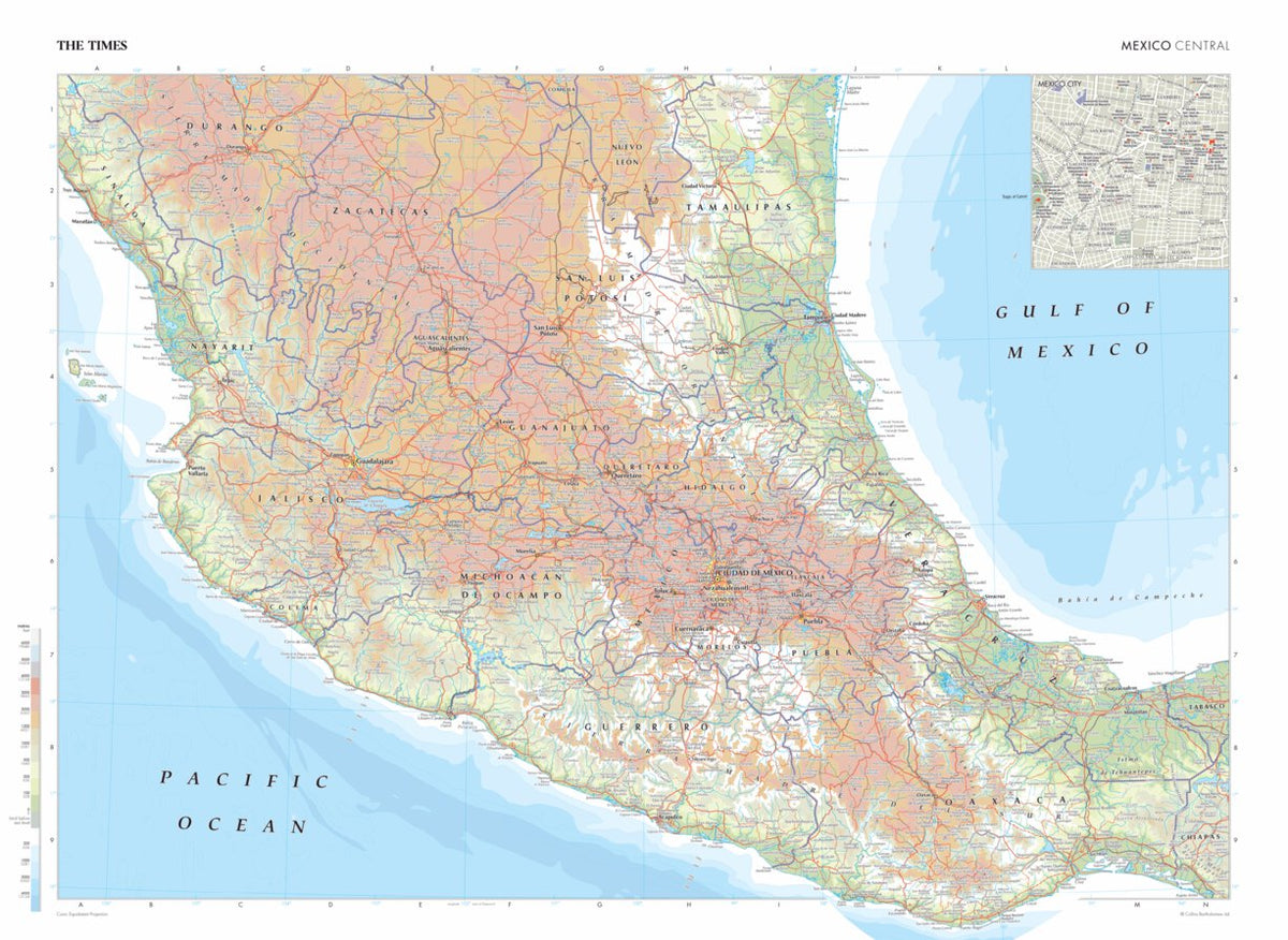 The Times Map of Mexico (Central) by Times Maps | Avenza Maps