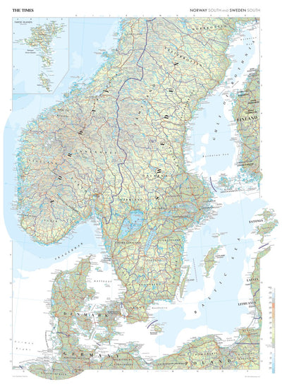 Times Maps The Times Map of Scandinavia (South) digital map