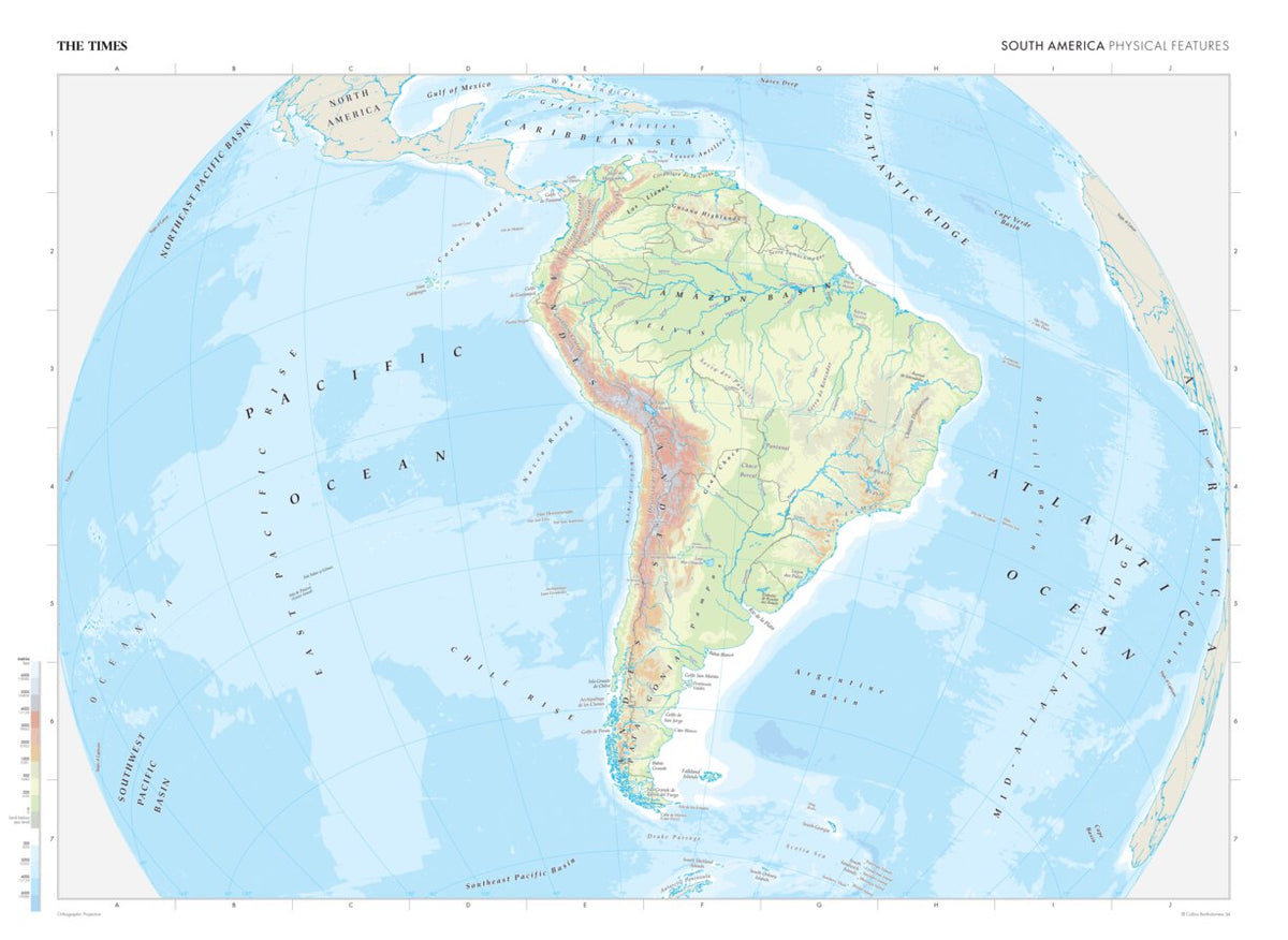 The Times Map of South America (Physical Features) by Times Maps