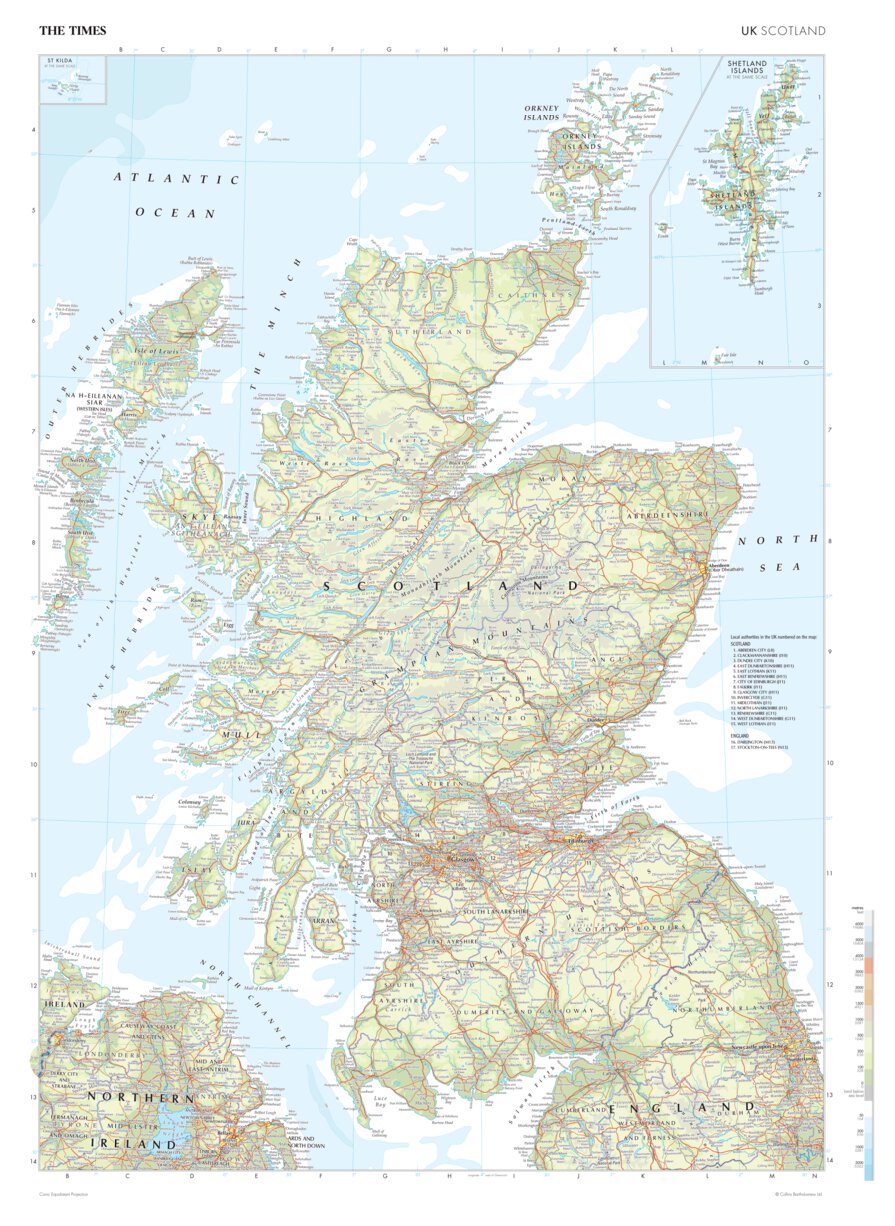 The Times Map of the United Kingdom: Scotland by Times Maps | Avenza Maps