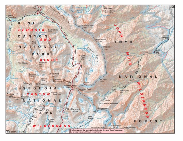 John Muir Trail Map 13 By Tom Harrison Maps Avenza Maps