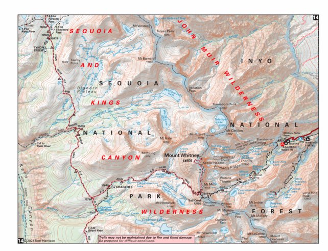 John Muir Trail Map #14 by Tom Harrison Maps | Avenza Maps