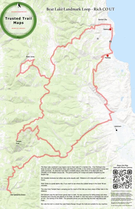 Bear Lake Landmark Loop - Garden City Rich CO UT Map by Trusted Trail ...