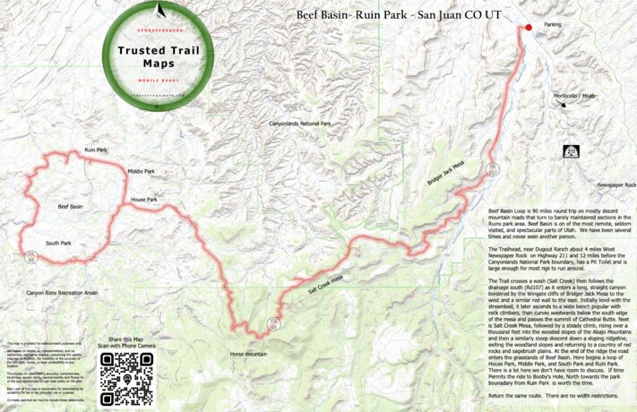 Beef Basin Map Beef Basin Ruin Park - San Juan CO UT Map by Trusted Trail Maps Inc ...