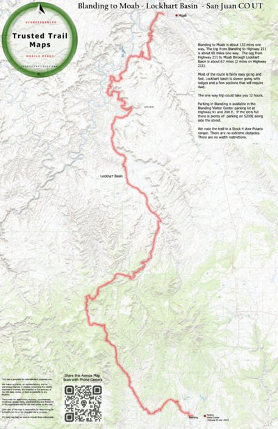 Trusted Trail Maps Inc. Blanding to Moab - Lockhart Basin - San Juan CO UT digital map
