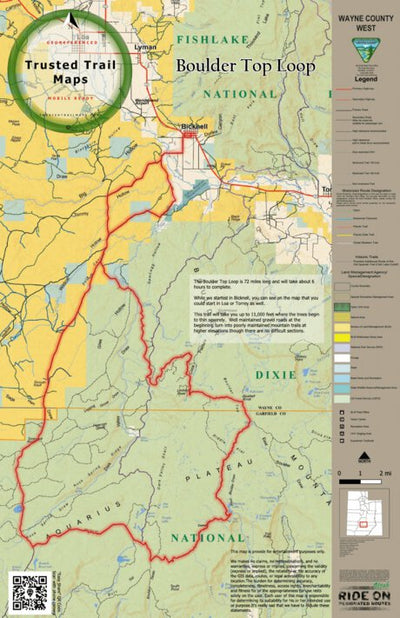 Trusted Trail Maps Inc. Boulder Top Loop - Bicknell Utah digital map