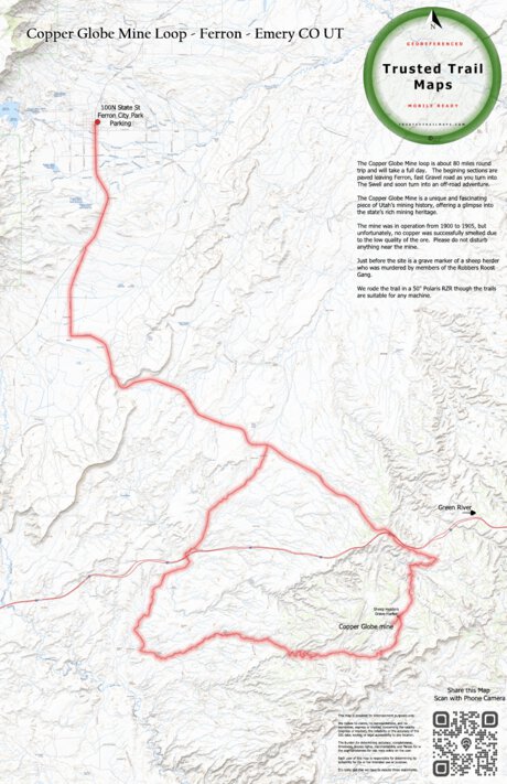 Copper Ridge Loop Map Copper Globe Mine Loop - Ferron - Emery CO UT Map by Trusted Trail Maps ...