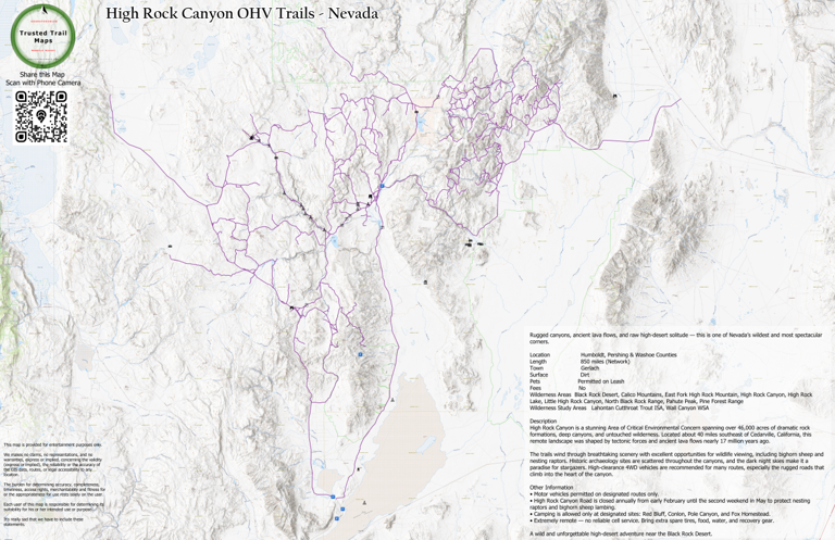 High Rock Canyon OHV Trails - Nevada Map by Trusted Trail Maps Inc ...