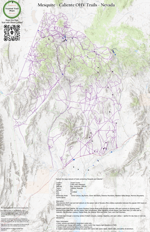 Mesquite to Caliente OHV Network - Nevada Map by Trusted Trail Maps Inc ...
