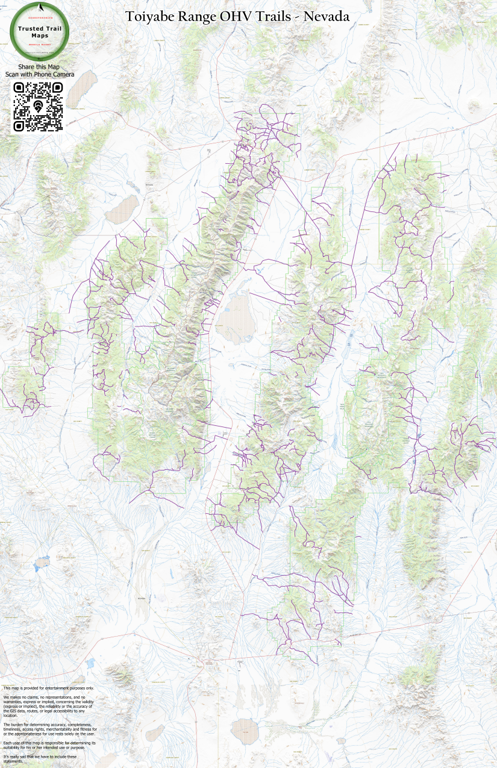 Toiyabe Range OHV Trails - Nevada Map by Trusted Trail Maps Inc ...