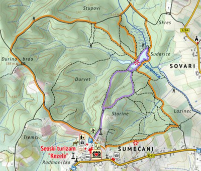 Turisticka zajednica Grada Ivanic-Grada Pješačke rute oko seoskog turizma Kezele - Hiking routes around rural tourism Kezele digital map