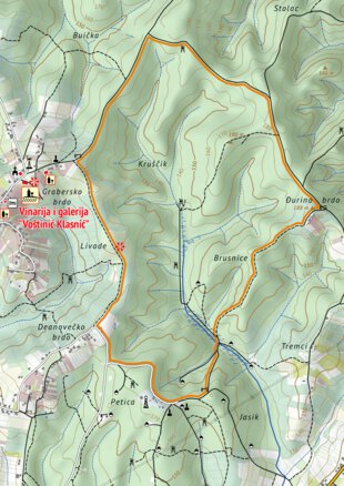 Turisticka zajednica Grada Ivanic-Grada Pješačke rute oko vinarije Voštinić Klasnić - Hiking routes around winery Voštinić Klasnić digital map
