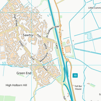 UK Topographic Maps Huntingdonshire District (TL18) digital map