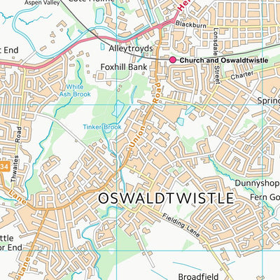 UK Topographic Maps Hyndburn District (B) (SD72) digital map
