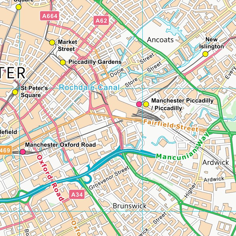Manchester Two Rivers Map Manchester District (B) (SJ89) Map by UK Topographic Maps | Avenza Maps
