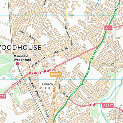 UK Topographic Maps Mansfield District (SK56) digital map