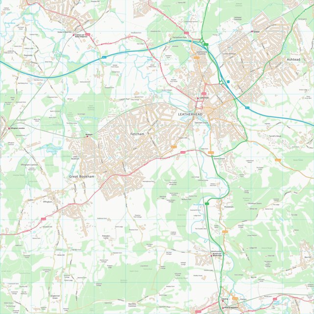 Mole Valley Postcode Map Mole Valley District (TQ15) Map by UK Topographic Maps | Avenza Maps