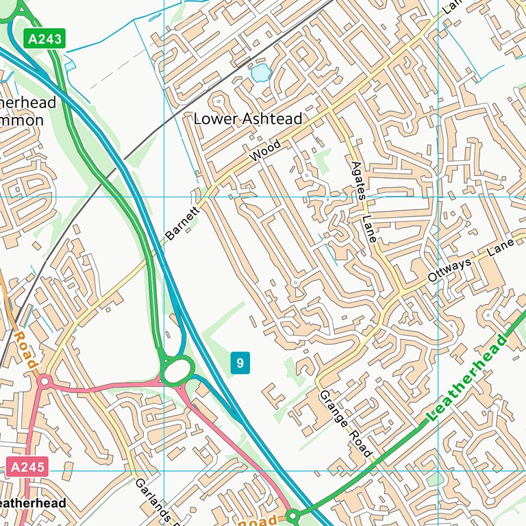 Mole Valley Postcode Map Mole Valley District (TQ15) Map by UK Topographic Maps | Avenza Maps