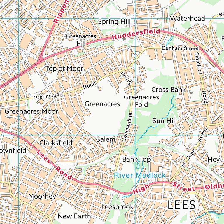Oldham Postsode Map Oldham District (B) (SD90) Map by UK Topographic Maps | Avenza Maps
